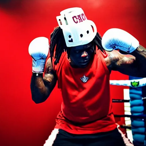 Image similar to chief keef in a boxing ring 4 k quality super realistic