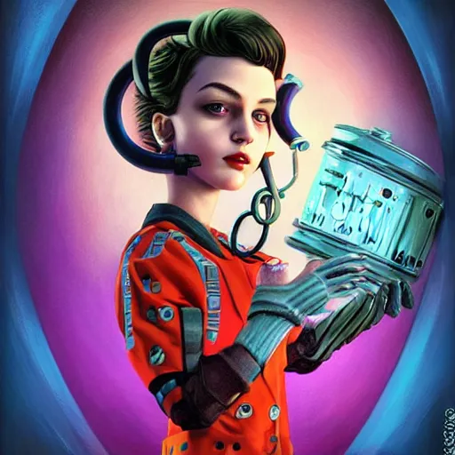 Image similar to Lofi BioShock BioPunk portrait Pixar style by Tristan Eaton Stanley Artgerm and Tom Bagshaw