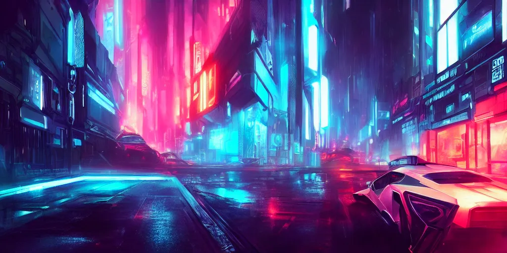 Image similar to warp speed concept art blade runner 2049 tron neon night alleyway diffusion clouds mist New York cityscape helium 44-2 artstation digital art 8k