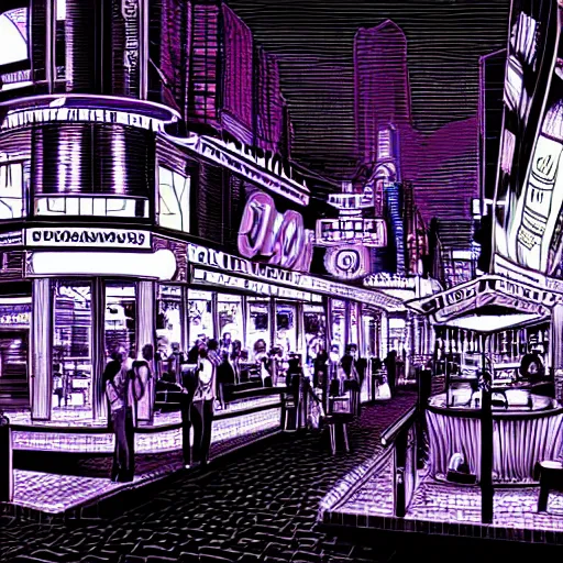 Prompt: a vibrant nightlife scene from'the very pulse of the machine'by polygon pictures, highly detailed, screentone shading, digitally enhanced.