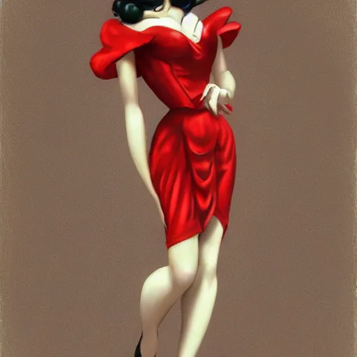 Prompt: vivien leigh as betty boop, red dress fully clothed, hyper detailed, digital art, trending in artstation, cinematic lighting, studio quality, smooth render, unreal engine 5 rendered, octane rendered, art style by klimt and nixeu and ian sprigger and wlop and krenz cushart