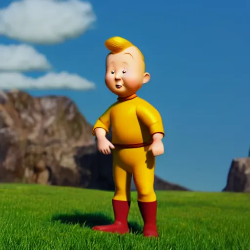 Prompt: tin tin by herge, depicted as a pixar character, high quality cg render, 4 k