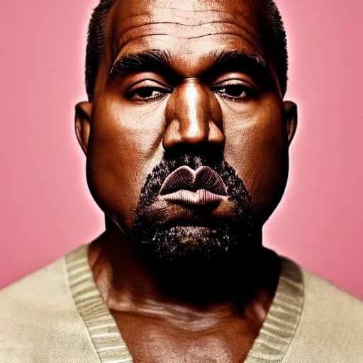 Image similar to the face of older kanye west wearing yeezy clothing at 5 2 years old, portrait by julia cameron, chiaroscuro lighting, shallow depth of field, 8 0 mm, f 1. 8
