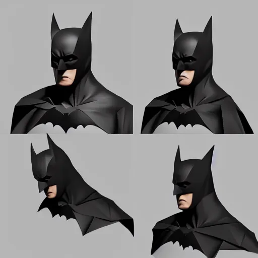 Prompt: batman, low poly 3 d render