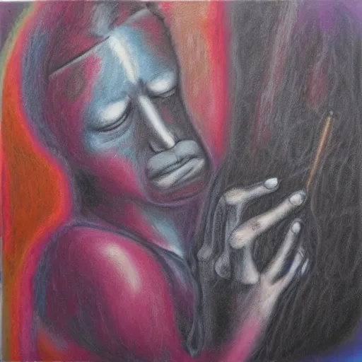 Image similar to psychedemia conference, chalk on canvas