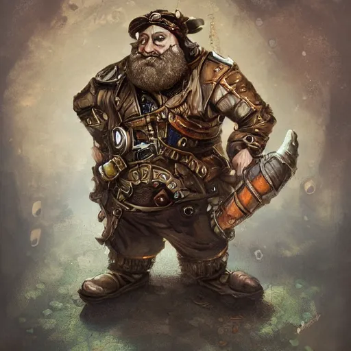 Image similar to a painting of baradin the steampunk engineer dwarf from vermintide, highly detailed, fantasy, artstation, 8 k