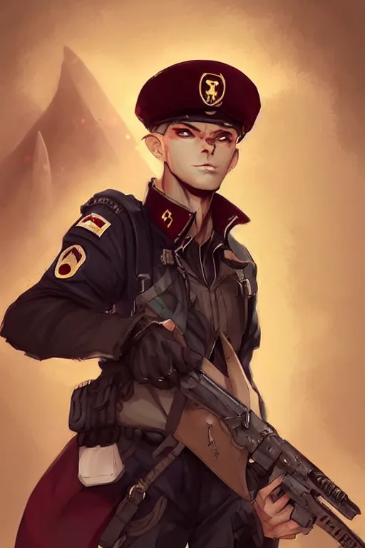 Image similar to beautiful portrait commission of a male furry anthro!!! half-bat half-shark wearing military clothes and a maroon beret. Active Warzone with guns and explosions Atmospheric. Character design by charlie bowater, ross tran, artgerm, and makoto shinkai, detailed, inked, western comic book art