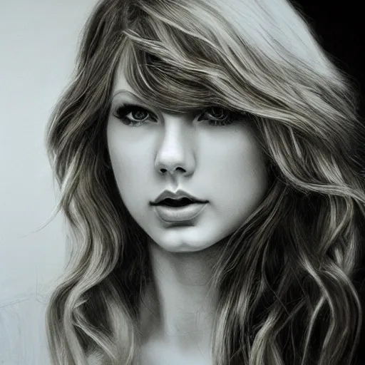 Prompt: pencil art, detailed portrait of taylor swift, intricate, hyper detailed, realistic, oil painting, by yoshitaka amano, cinematic lighting