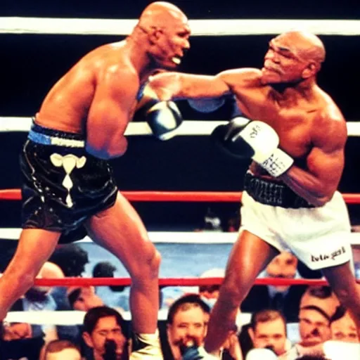 Image similar to a skeleton fighting mike tyson in a boxing match