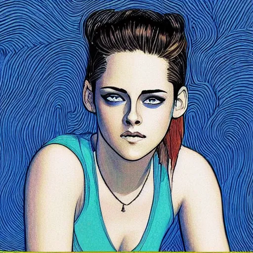 Image similar to “ kristen stewart retro minimalist portrait by jean giraud, moebius starwatcher comic, 8 k ”