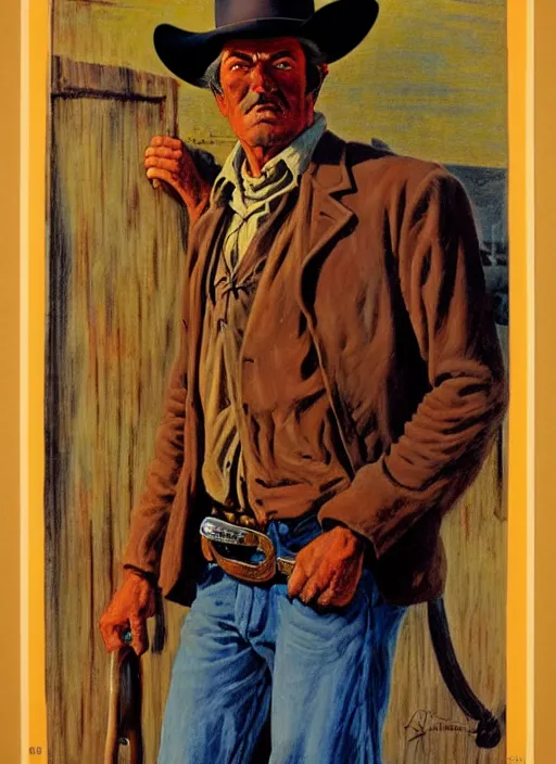 Image similar to old west horse rustler. portrait by jean giraud and anton otto fischer and john philip falter and will eisner and gil elvgren