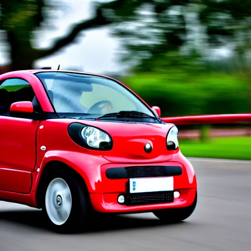 Image similar to mao zedong driving a smart car, 4 k, hyper realistic, dslr, high resolution, landscape, beautiful