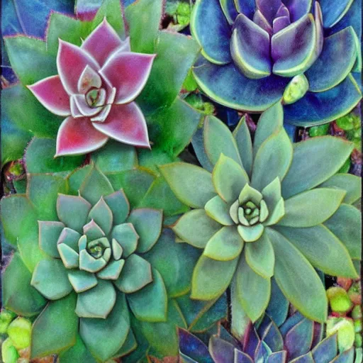 Image similar to a beautiful panting of a succulent plants make from ethiopian opal, colorful, by edmund dulac and bob eggleton on artstation