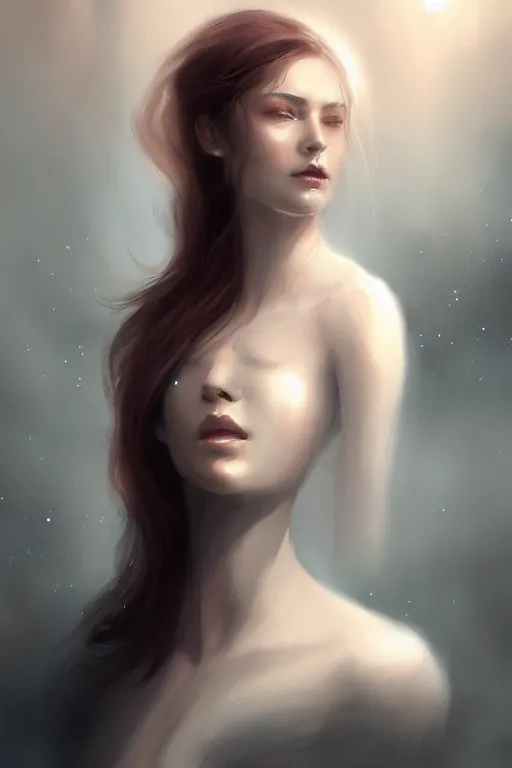 Image similar to ethereal woman, digital painting, Charlie Bowater, cgsociety, figurative art, digital painting, speedpainting, made of mist