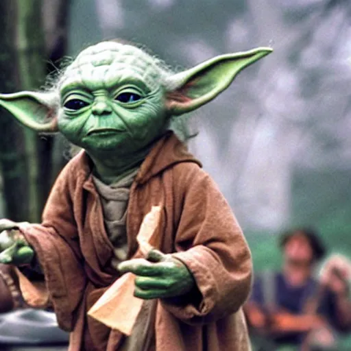 Image similar to yoda performing at woodstock