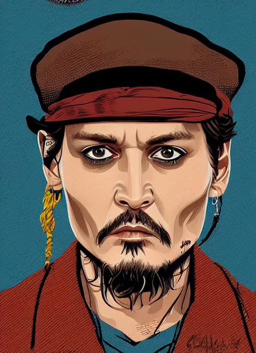 Image similar to highly detailed delirium face portrait of johnny depp in prison by petros afshar, tom whalen, laurie greasley, war face by greg rutkowski