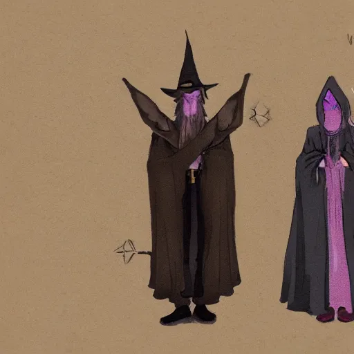 Image similar to a wizard and a witch, concept art