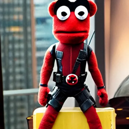 Prompt: deadpool!!!! is a ( ( ( muppet ) ) ), puppet