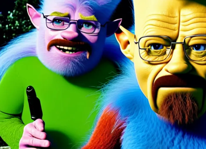 Image similar to film still of walter white as a troll in trolls 2 : world tour movie 2 0 2 0, 8 k, cinematic rule of thirds