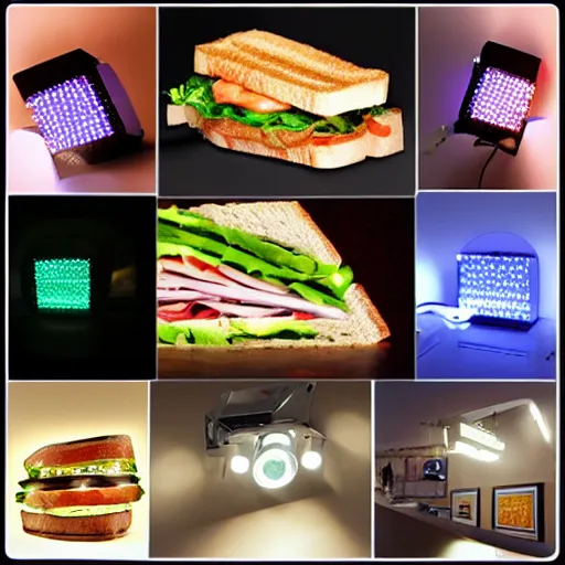 Prompt: sandwich of led lights