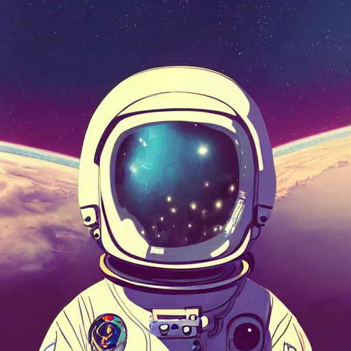 Prompt: very detailed and pop astronaut in space by inio asano, beeple and james jean, aya takano color style, 4 k, super detailed, night sky, digital art, digital painting, celestial, majestic, colorful