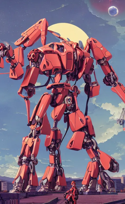 Prompt: < huge mecha > in the style of < neon genesis evangelion > with a < mechanical moon lute > in arms, movie poster, < full body robot >, 3 d anime, arcane style, retropunk, steampunk, high resolution, 4 k, retrofuturism, studio ghibli, simon stalenhag