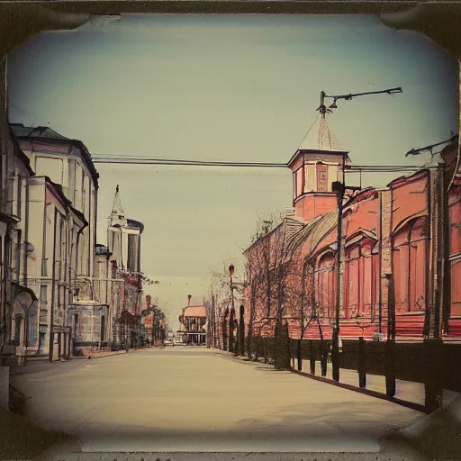 Prompt: a Polaroid style photo of Russian city