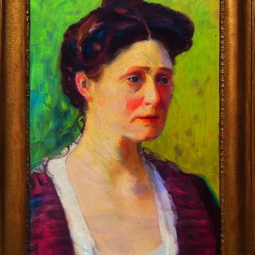 Prompt: portrait of a victorian lady, oil, expressionism, bright, colorful