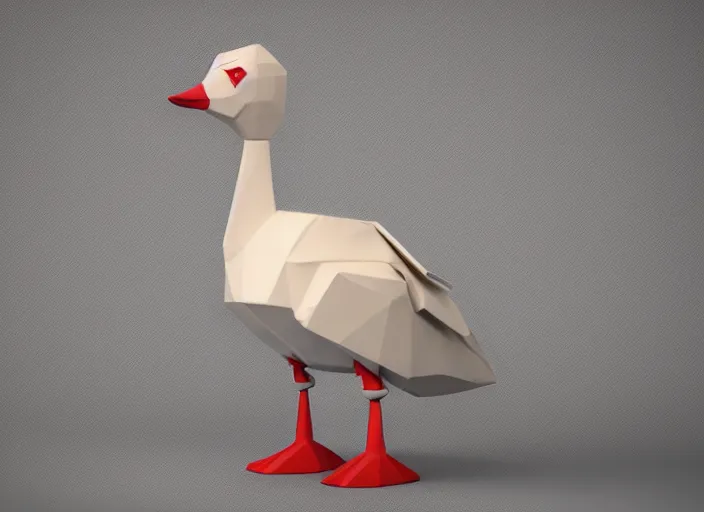 Origami duck Stock 3D asset