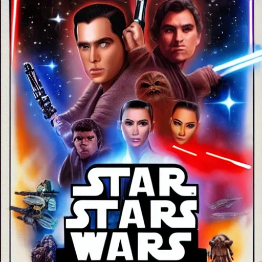 Image similar to super detailed star wars movie poster with ben shapiro, snooki and kim kardashian, 8k full HD photo, cinematic lighting, anatomically correct, oscar award winning, action filled, correct eye placement,