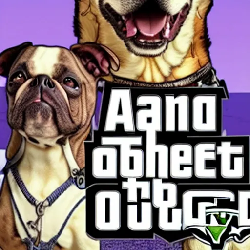 Image similar to a dog as a street thug, gta 5 cover