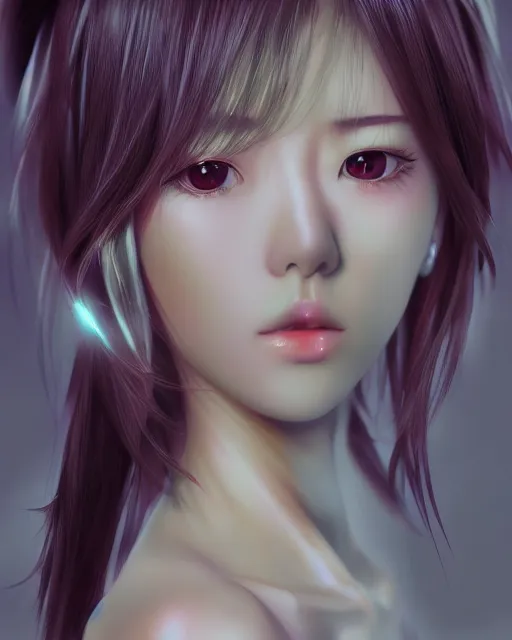 Image similar to official anime art portrait 3d rendering of kpop idol girl closeup tired and angry by squareenix Alex Ross giger sorayama frank miller ishikawa ken trending on Flickr artstation cinematic backlit smoke noir technoir shot with Leica zeiss