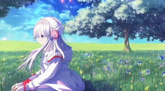 Kanna Kamui sitting in a field of Ghibli Clover | Big | Stable ...