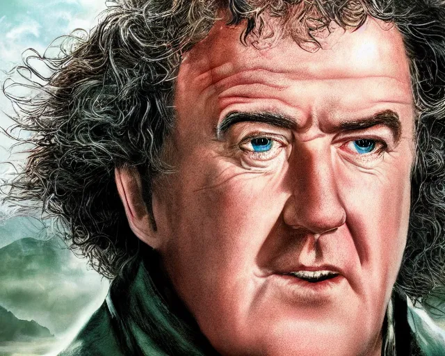Prompt: jeremy clarkson in lord of the rings, character art, by various concept artists, redshift render, hyperrealistic face, photorealistic render