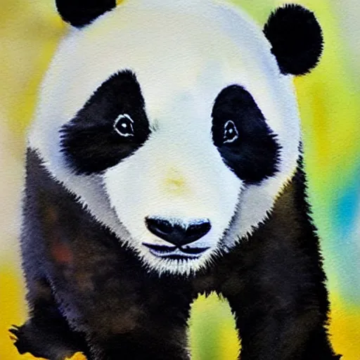 Prompt: cute baby panda water colour painting