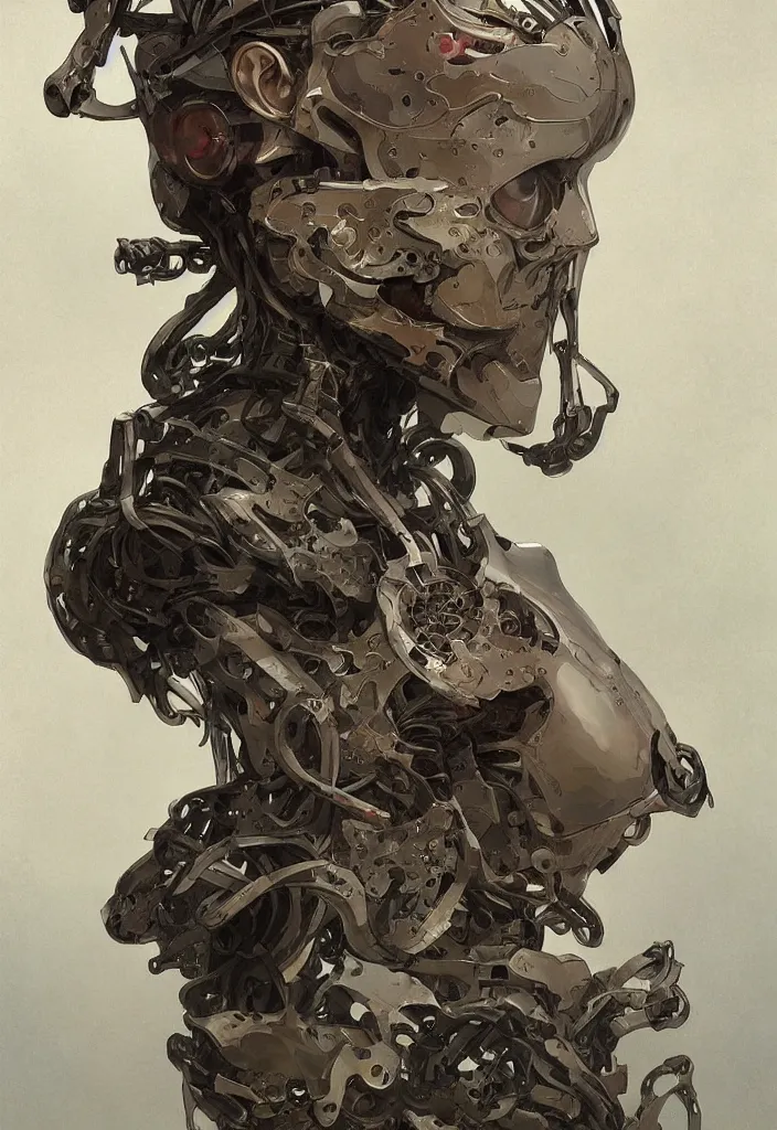 Prompt: a full body portrait of a sobbing robot, intricate, war torn, highly detailed, digital painting, emotional, artstation, concept art, smooth, sharp focus, illustration, art by artgerm and greg rutkowski and alphonse mucha and william - adolphe bouguereau