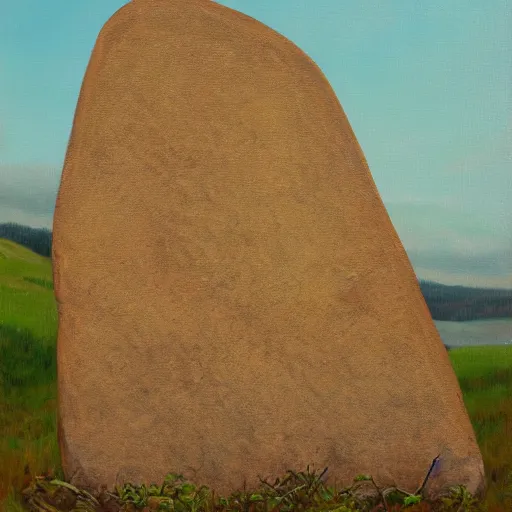 Prompt: runestone, oil painting