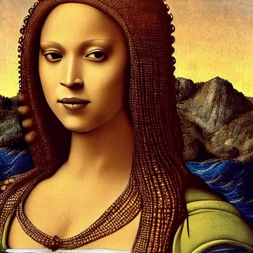 Image similar to beyonce painted by leonardo da vinci