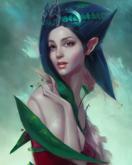 Image similar to a beautiful elf princess, oil painting, by Fernanda Suarez and ross tran