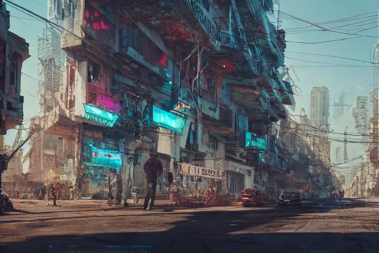 Image similar to La Habana, year 2049, cyberpunk, extremely realistic, highly detailed, concept art, trending on artstation, depth of field, moment cinebloom filter, cinematic color,