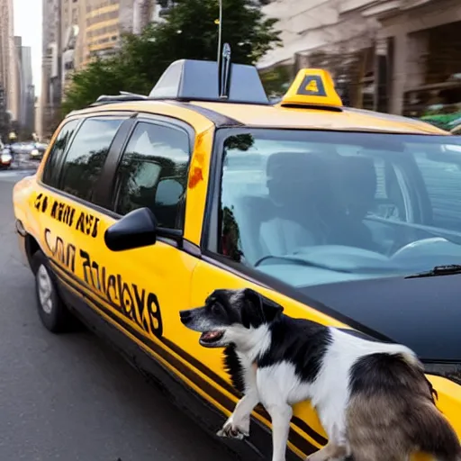 Prompt: Photo from NYTimes story - many are wondering if dogs should be allowed to drive taxis