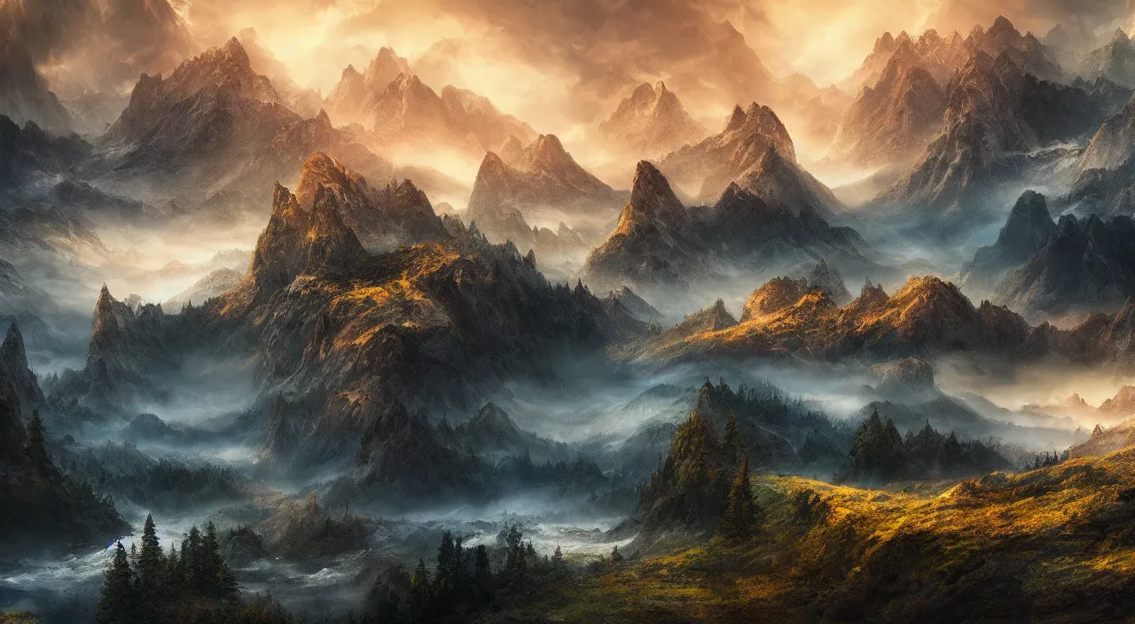 Prompt: Epic landscape wallpaper, award winning, digital art,, incredible quality, 4k, by Greg Ludkowksi