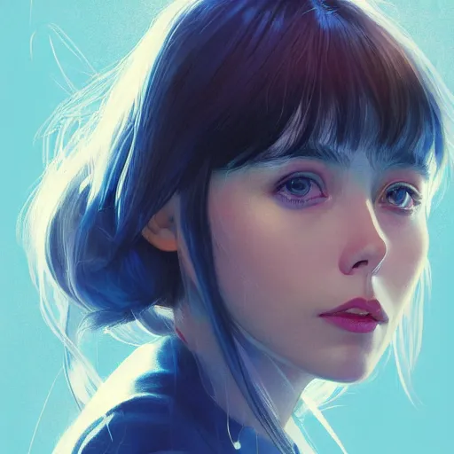 Image similar to elizabeth olsen portrait as manga girl, realistic shaded perfect face, fine details. anime. realistic shaded lighting poster by ilya kuvshinov katsuhiro otomo ghost - in - the - shell, magali villeneuve, artgerm, jeremy lipkin and michael garmash and rob rey