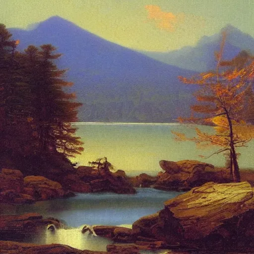 Prompt: violent natural spring in the mountains, idyll, wild nature, hudson river school painting, naturalism