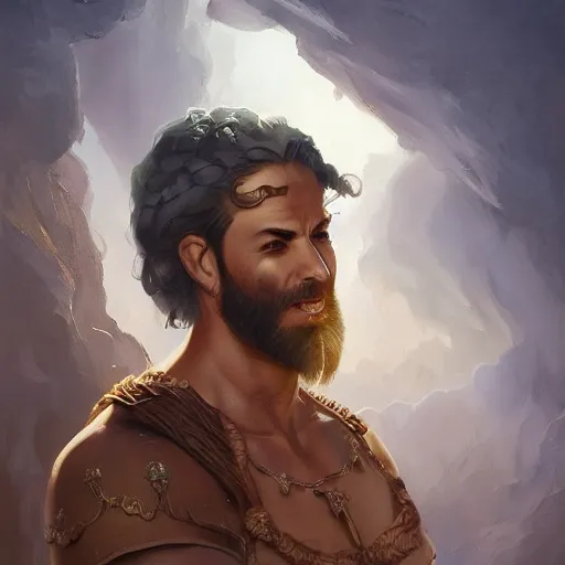 Image similar to A beautiful digital painting of a 30 year old man with middle eastern skin and Biblical clothing, by Stanley Artgerm Lau, frank frazetta, Rossdraws, James Jean, gerald brom, Andrei Riabovitchev, Marc Simonetti, and Sakimichan, trending on artstation, SFW version