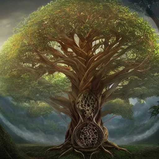 Prompt: The tree of life, top image of all time on /r/ConceptArt subreddit