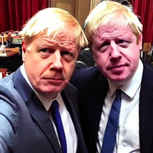 Image similar to Walter White and Boris Johnson selfie