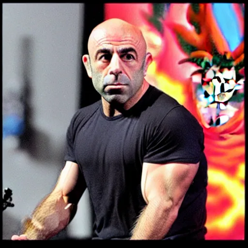 Prompt: joe rogan with super saiyan hair