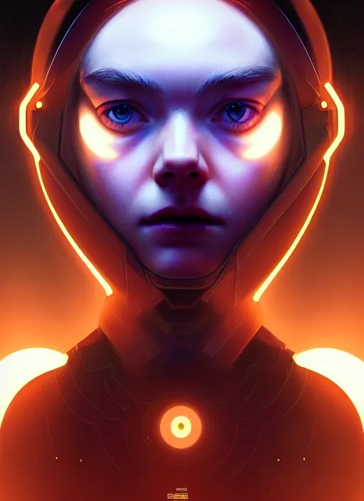 Prompt: symmetry!! portrait of elle fanning in prey, sci - fi, tech wear, glowing lights!! intricate, elegant, highly detailed, digital painting, artstation, concept art, smooth, sharp focus, illustration, art by artgerm and greg rutkowski and alphonse mucha