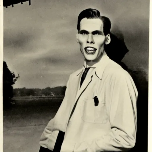 Image similar to jerma in a 1 9 4 0 s horror movie